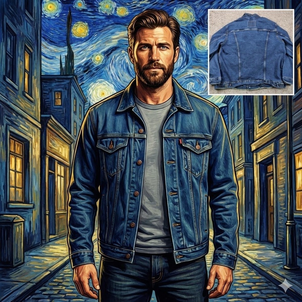 Levis Mens Blue Denim Trucker Jacket XXL Medium Wash Waterless 72334-0322‎ EUC